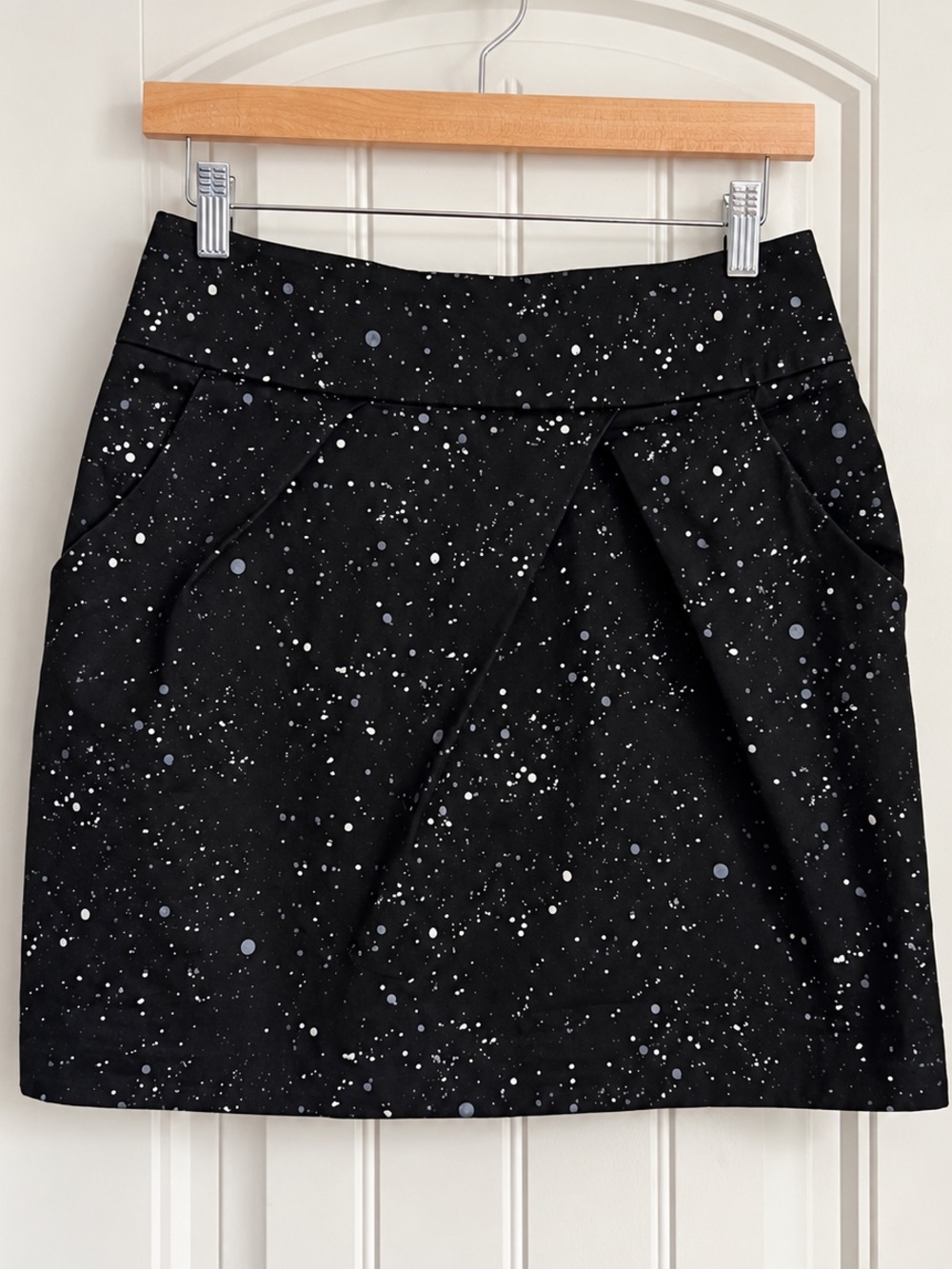 Tommy Hilfiger Vintage Black Paint Splatter Tulip Wrap Mini Skirt Size 8